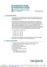 74AHCT257D-Q100 datasheet pdf Nexperia