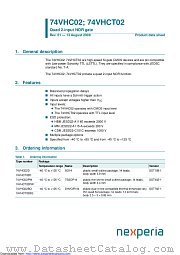 74VHC02BQ datasheet pdf Nexperia