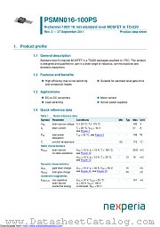 PSMN016-100PS datasheet pdf Nexperia