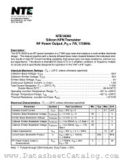NTE16003 datasheet pdf NTE Electronics
