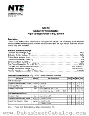 NTE70 datasheet pdf NTE Electronics