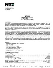 NTE851 datasheet pdf NTE Electronics