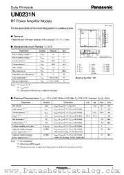 UN0231N datasheet pdf Panasonic