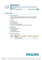 BAT54CV datasheet pdf Philips