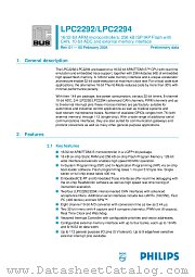 LPC2294JBD144 datasheet pdf Philips