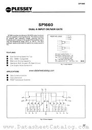 SP1660 datasheet pdf PLESSEY Semiconductors