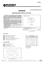 SP1670 datasheet pdf PLESSEY Semiconductors