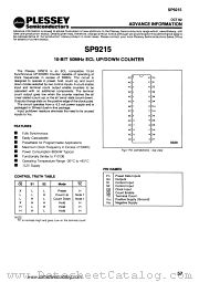 SP9215 datasheet pdf PLESSEY Semiconductors