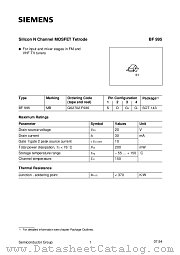 BF995 datasheet pdf Siemens