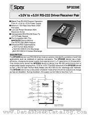 SP3220ECY datasheet pdf Sipex Corporation