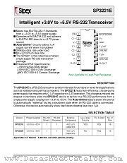 SP3221ECA datasheet pdf Sipex Corporation