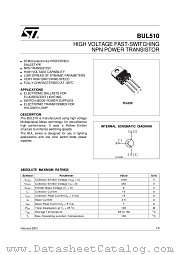 BUL510 datasheet pdf ST Microelectronics