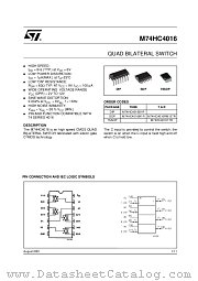 M74HC4016B1R datasheet pdf ST Microelectronics