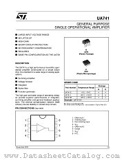 UA741 datasheet pdf ST Microelectronics