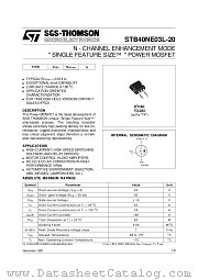 STB40NE03L-20 datasheet pdf ST Microelectronics