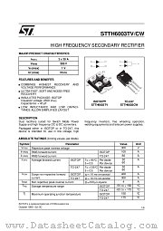 STTH6003TV datasheet pdf ST Microelectronics