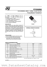 STW9NB80 datasheet pdf ST Microelectronics