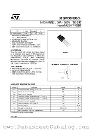 STGW30NB60H datasheet pdf ST Microelectronics