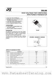 BUL89 datasheet pdf ST Microelectronics
