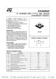 STE38NB50F datasheet pdf ST Microelectronics