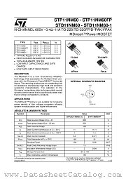 STB11NM60 datasheet pdf ST Microelectronics