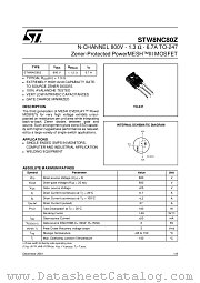 STW8NC80Z datasheet pdf ST Microelectronics