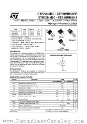 STB20NM50 datasheet pdf ST Microelectronics