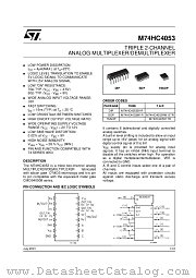 M74HC4053B1R datasheet pdf ST Microelectronics