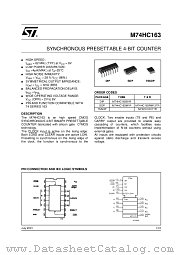 M74HC163M1R datasheet pdf ST Microelectronics