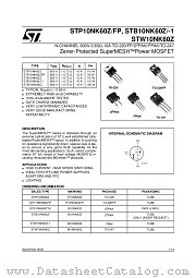 STB10NK60Z datasheet pdf ST Microelectronics