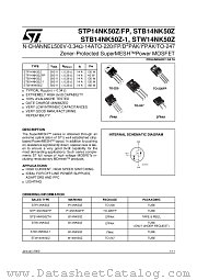 STW14NK50Z datasheet pdf ST Microelectronics