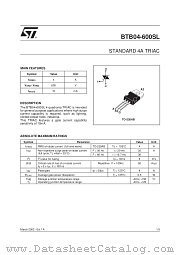BTB04-600SL datasheet pdf ST Microelectronics