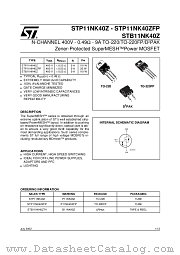 STP11NK40Z datasheet pdf ST Microelectronics
