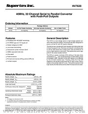 HV7620XW datasheet pdf Supertex Inc