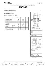 2SB905 datasheet pdf TOSHIBA
