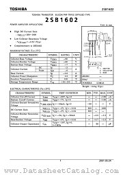 2SB1602 datasheet pdf TOSHIBA