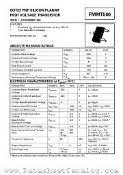 FMMT560 datasheet pdf Zetex Semiconductors