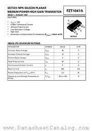 FZT1047A datasheet pdf Zetex Semiconductors