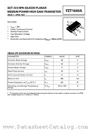 FZT1049A datasheet pdf Zetex Semiconductors