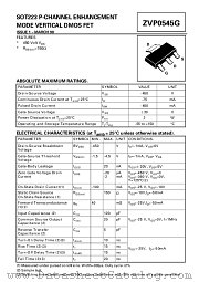 ZVP0545G datasheet pdf Zetex Semiconductors