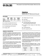 Z86E64 datasheet pdf Zilog