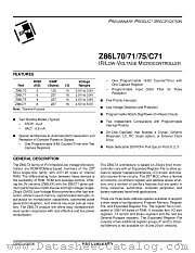 Z86C71 datasheet pdf Zilog