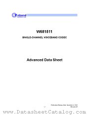 W681511 datasheet pdf Winbond Electronics