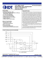 IDT74LVCH16501APV8 datasheet pdf IDT
