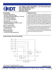 IDT74ALVCHR16501PA8 datasheet pdf IDT