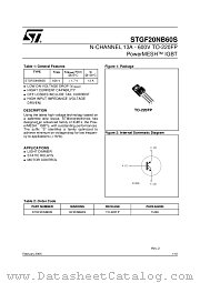 STGF20NB60S datasheet pdf ST Microelectronics