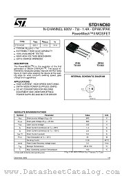 STD1NC60T4 datasheet pdf ST Microelectronics