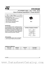 STS1NK60Z datasheet pdf ST Microelectronics