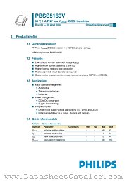PBSS5160V datasheet pdf Philips