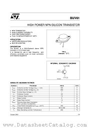 BUV61 datasheet pdf ST Microelectronics